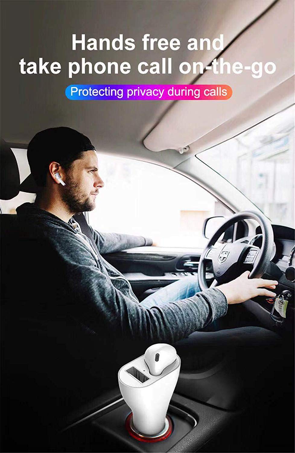 Βάση Φόρτισης USB Car Bluetooth με Ασύρματο Ακουστικό 2 σε 1